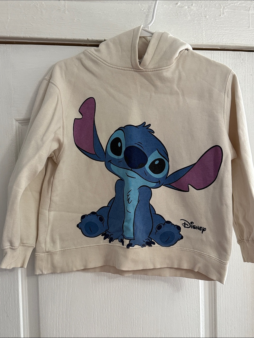 Zara Cream Hoodie with Blue and Purple Stitch Graphic
